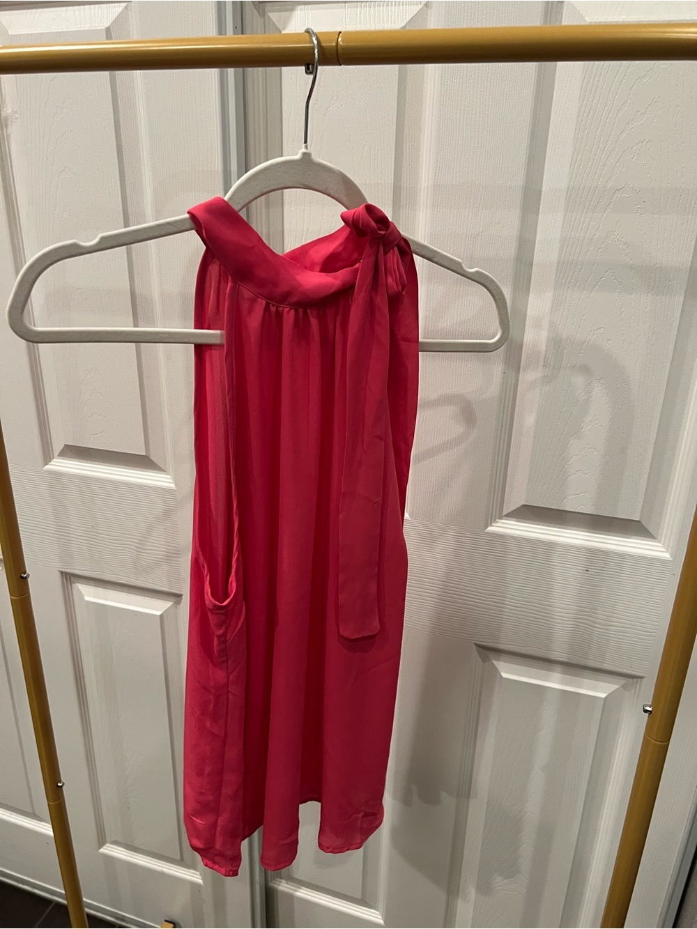 Bright Pink Sleeveless Halter Neck Blouse